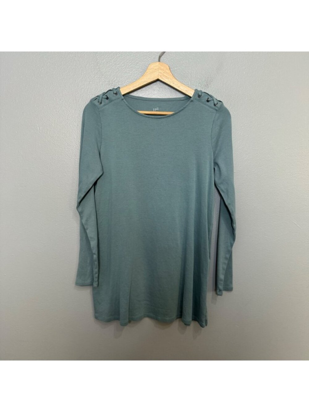 J.JILL pima cotton laced shoulder tunic in sage green size S